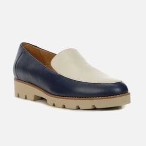 Vionic Kensley Navy blue Cream beige  Women's Loafers lug sole platform 12 NWT